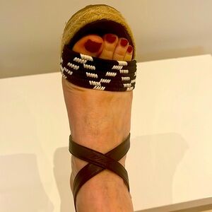 Jimmy Choo black and white wedge sandals Size 39 (US8)